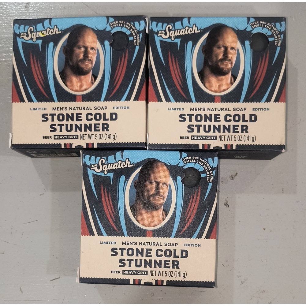 Dr. Squatch Men's Natural Soap - Stone Cold Stunner, 5 oz 3 Pack WWE Wrestling